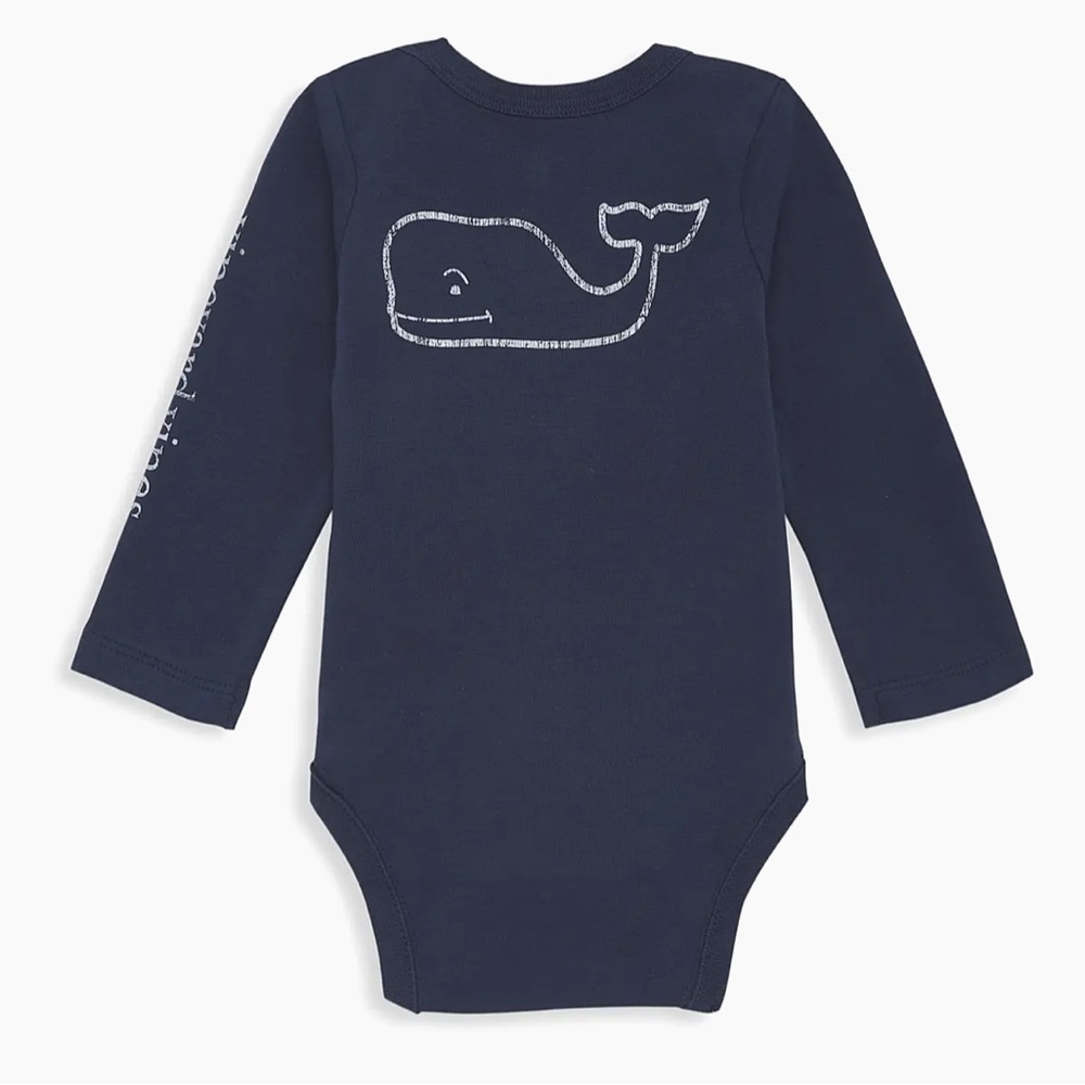 Vineyard Vines Navy 6-12 Months Baby Infant Graphic Logo Pocket Onesie Bodysuit - Picture 2 of 7